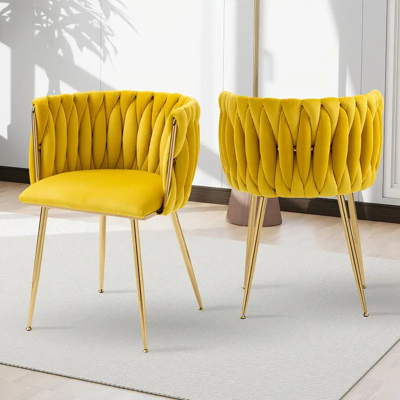 Velvet Upholstered Mid Century Modern Dining Chairs, Set of 2