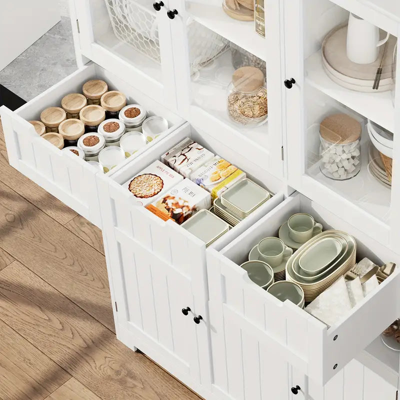 66.9" Tall Glass-Door Storage Cabinet