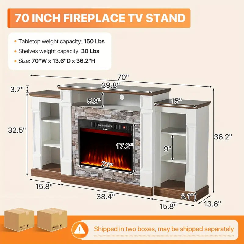 SONEGRA 70" Electric Fireplace TV Stand with Mantel