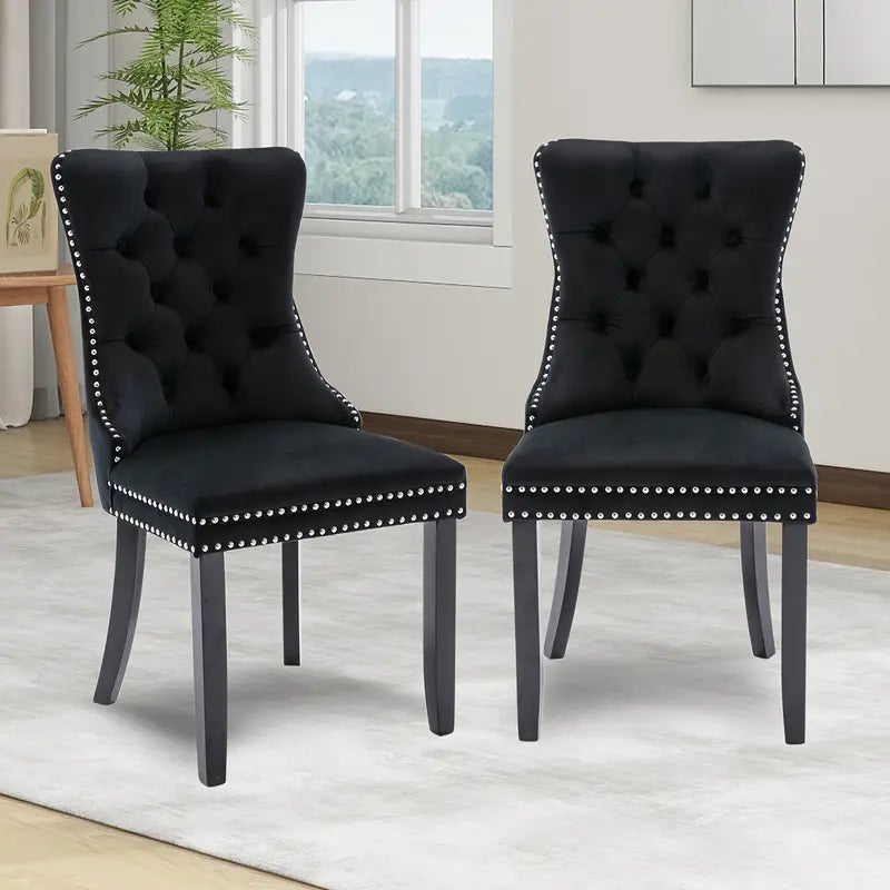 Button Tufted Velvet Dining Chair