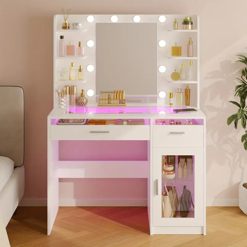 SUPERLELE Vanity Desk with Lights – White