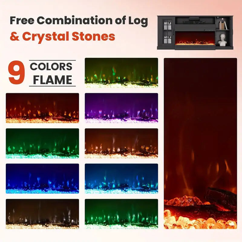 OYEROL 70 Farmhouse Fireplace TV Stand with 36 Electric Fireplace