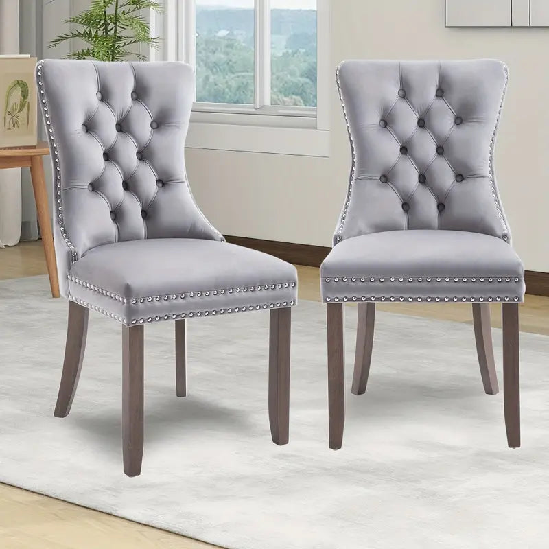 Button Tufted Velvet Dining Chair