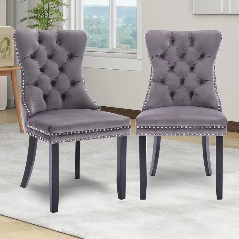 Button Tufted Velvet Dining Chair