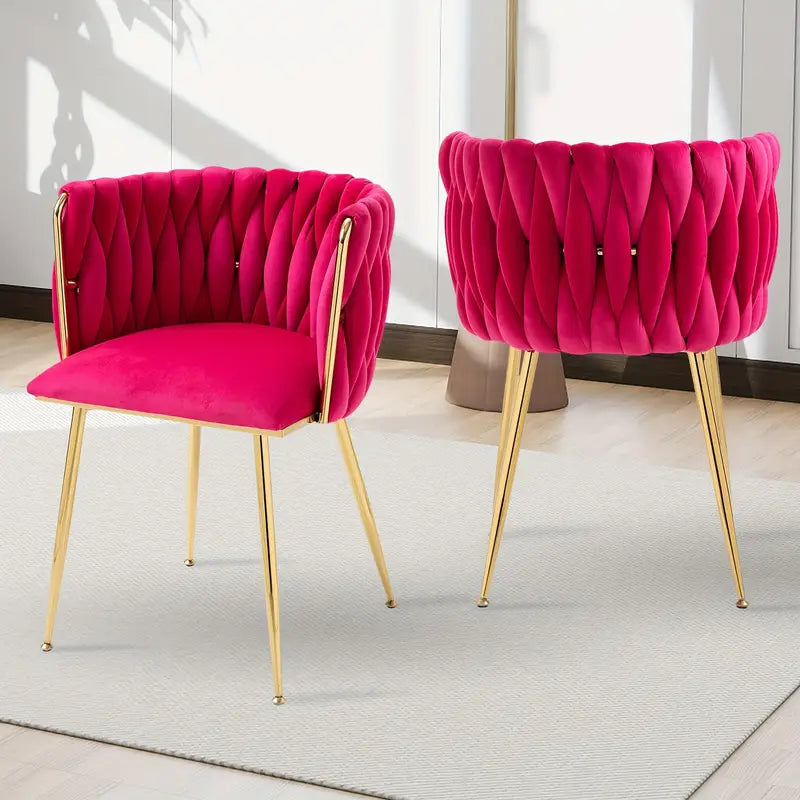 Velvet Upholstered Mid Century Modern Dining Chairs, Set of 2