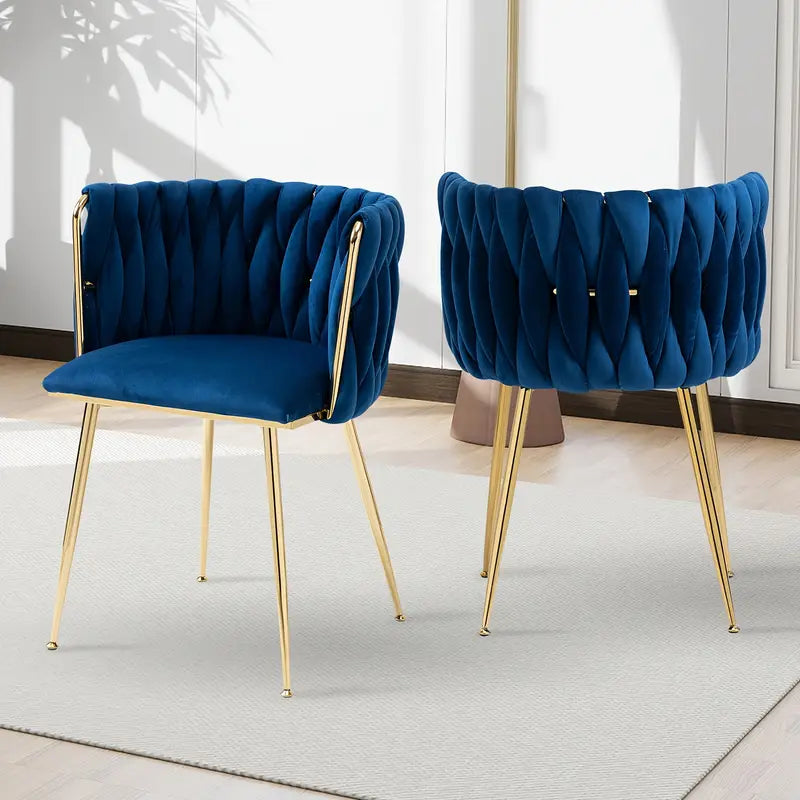Velvet Upholstered Mid Century Modern Dining Chairs, Set of 2