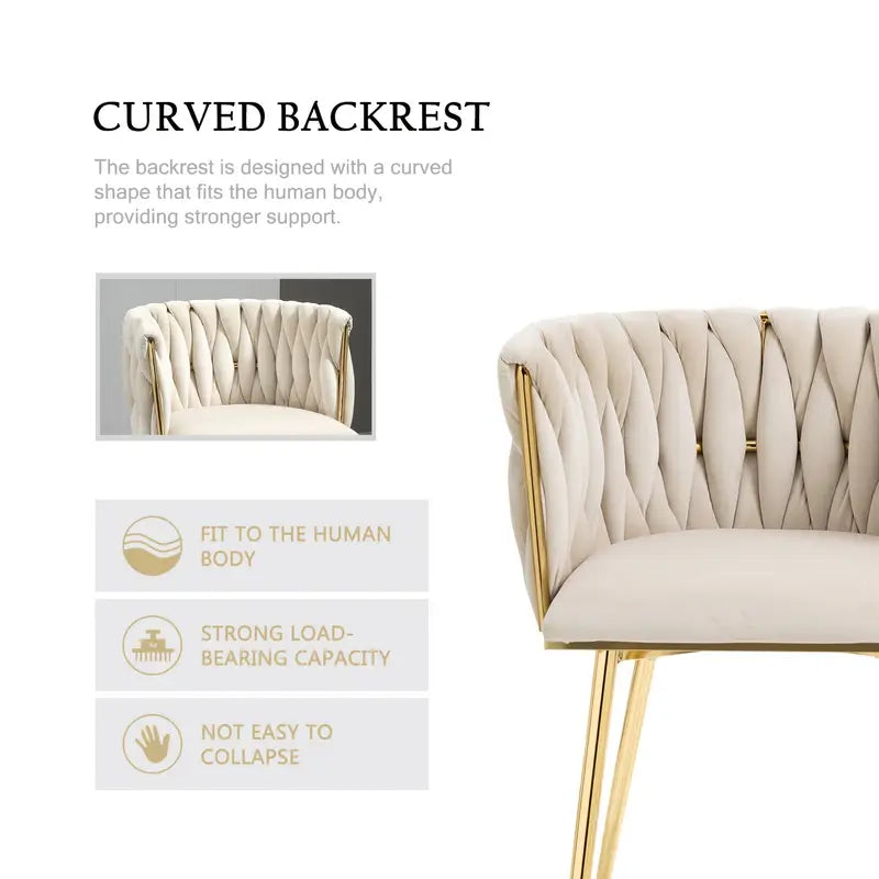 Velvet Upholstered Mid Century Modern Dining Chairs, Set of 2