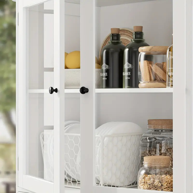 66.9" Tall Glass-Door Storage Cabinet