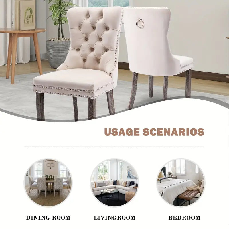 Button Tufted Velvet Dining Chair