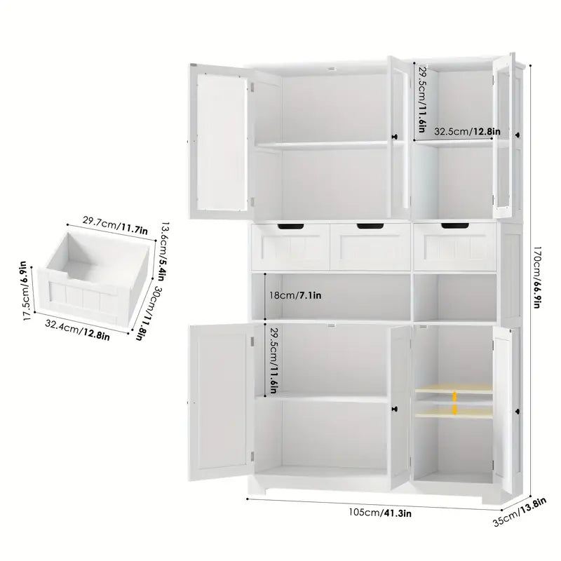 66.9" Tall Glass-Door Storage Cabinet