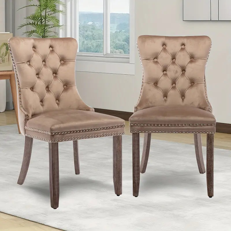 Button Tufted Velvet Dining Chair
