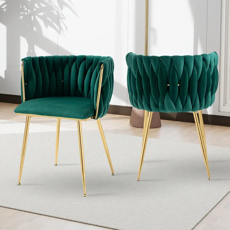 Velvet Upholstered Mid Century Modern Dining Chairs, Set of 2