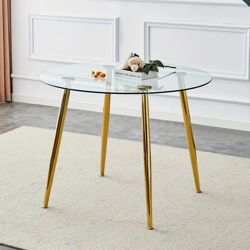40'' Round Glass Dining Table for 4-6 People