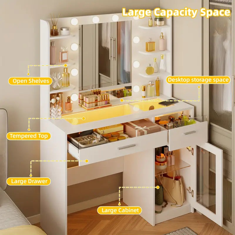 SUPERLELE Vanity Desk with Lights – White