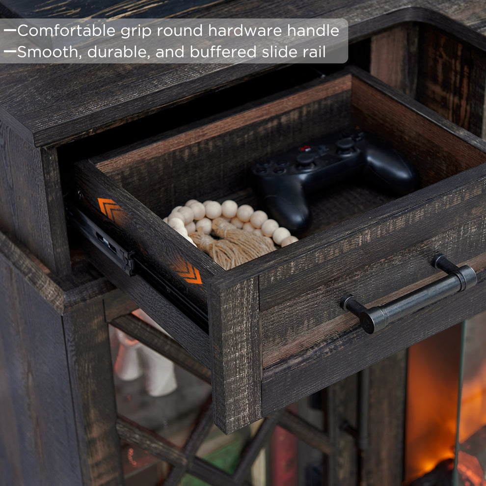 3-Sided Glass Farmhouse Fireplace TV Stand For TVs Up To 80''