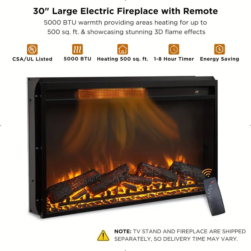 Fireplace TV Stand For 75 - 80 Inch TV, Farmhouse Entertainment Center With Sliding Barn Doors