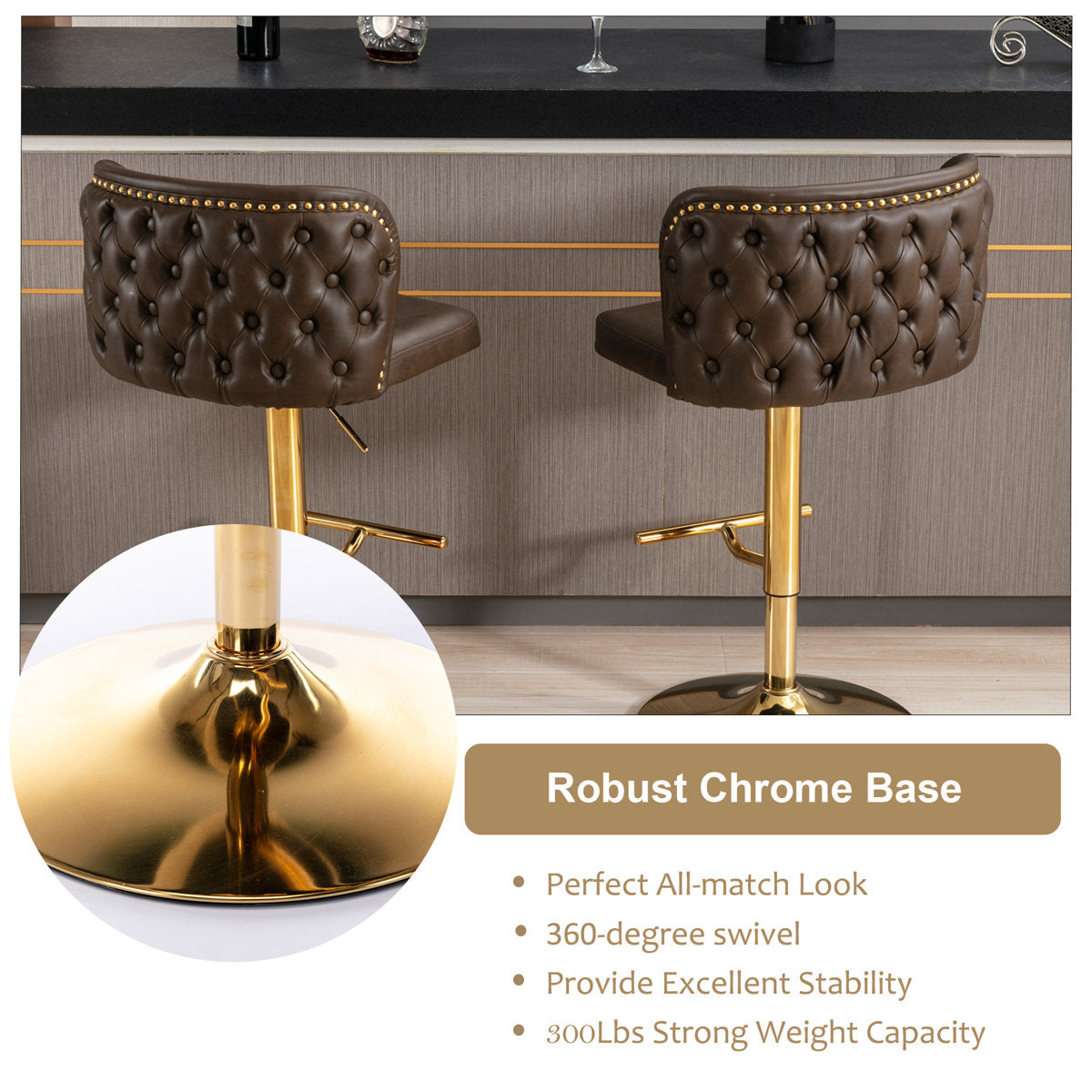 Velvet Swivel Counter Height Stools Set Of 2 Fabric Upholstered Bar Stool Adjustable