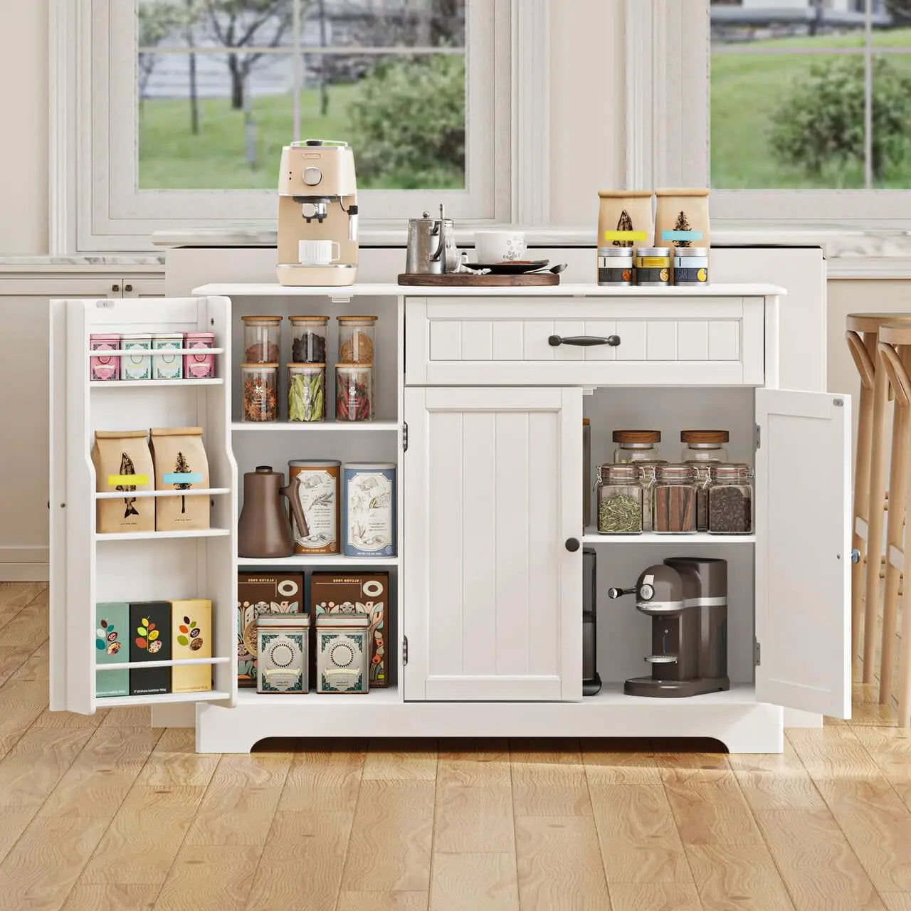 Kitchen Sideboard Buffet Cabinet with Storage, Coffee Bar Cabinet with Drawer.