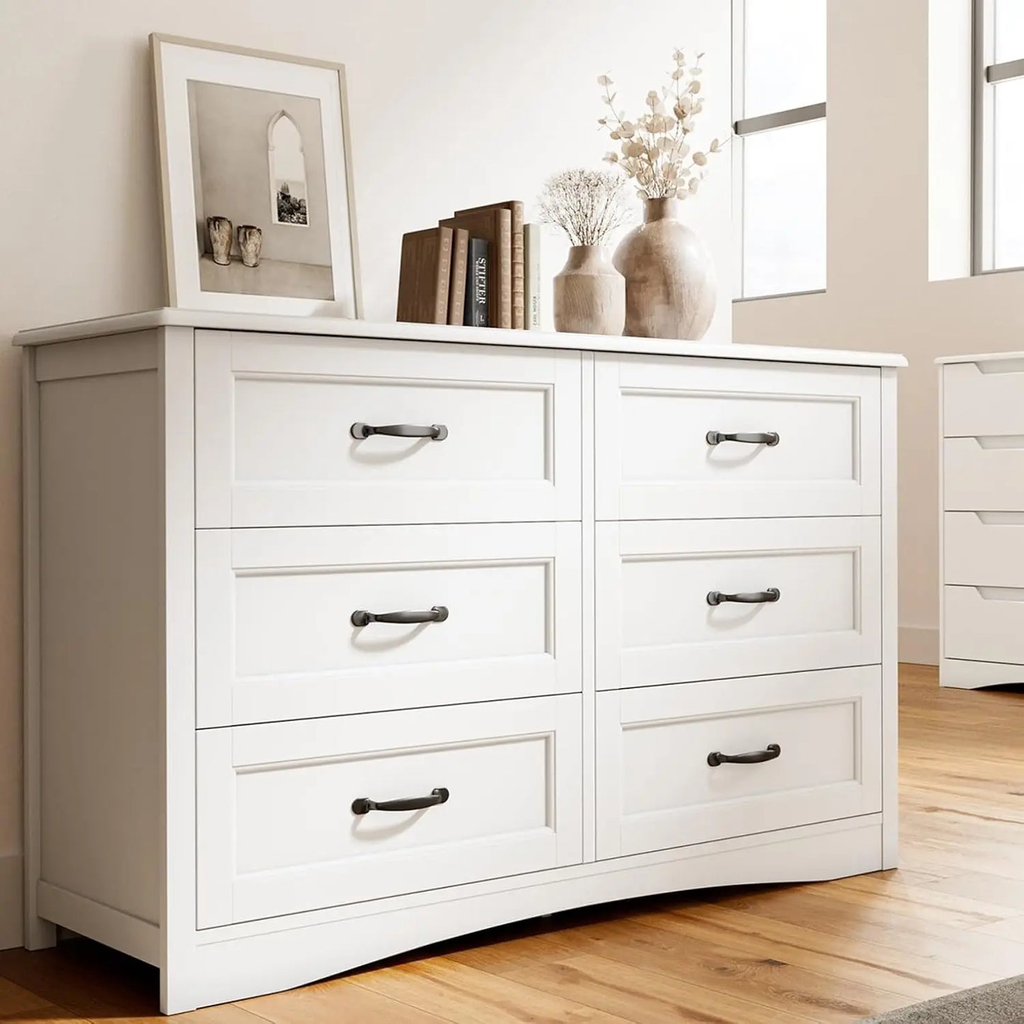 6 Drawer Dresser for Bedroom,47'' Larger Chest of Drawers with Mental Handle