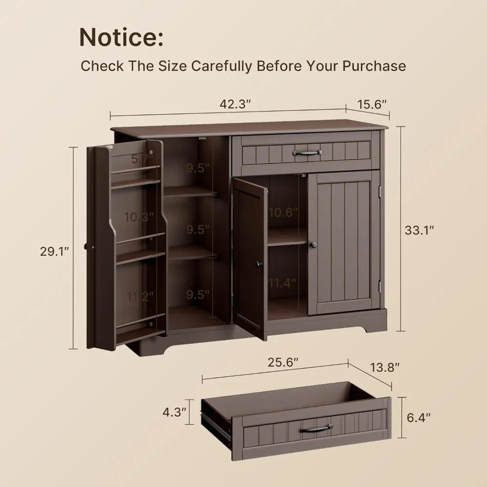 Kitchen Sideboard Buffet Cabinet with Storage, Coffee Bar Cabinet with Drawer.