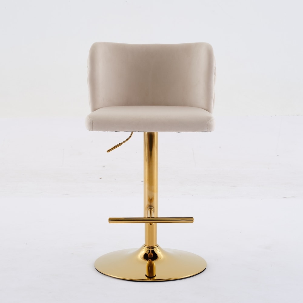 Velvet Swivel Counter Height Stools Set Of 2 Fabric Upholstered Bar Stool Adjustable