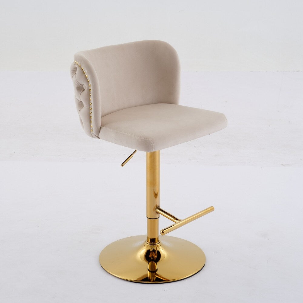 Velvet Swivel Counter Height Stools Set Of 2 Fabric Upholstered Bar Stool Adjustable