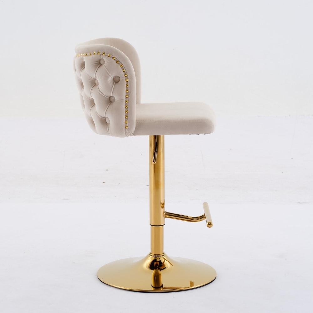 Velvet Swivel Counter Height Stools Set Of 2 Fabric Upholstered Bar Stool Adjustable