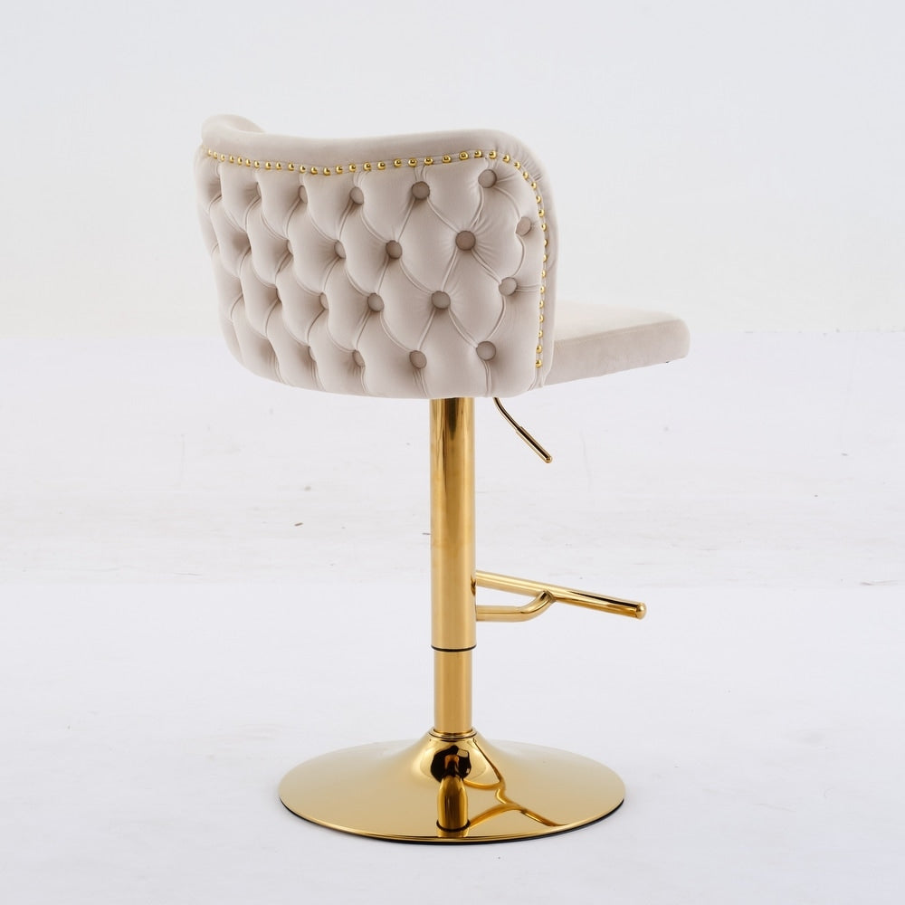 Velvet Swivel Counter Height Stools Set Of 2 Fabric Upholstered Bar Stool Adjustable