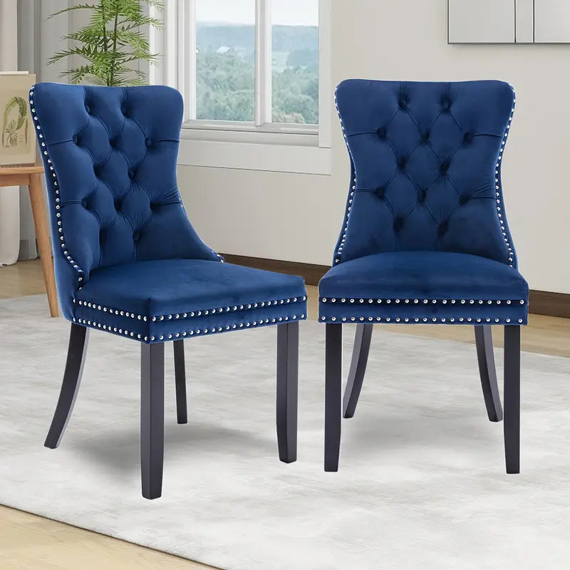 Button Tufted Velvet Dining Chair