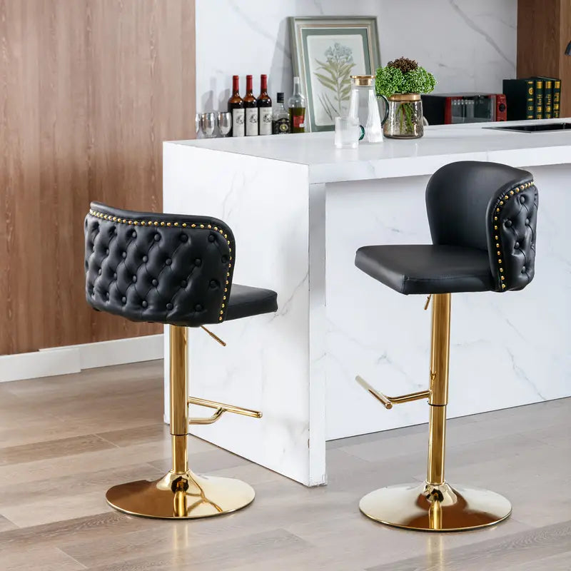 Velvet Swivel Counter Height Stools Set Of 2 Fabric Upholstered Bar Stool Adjustable