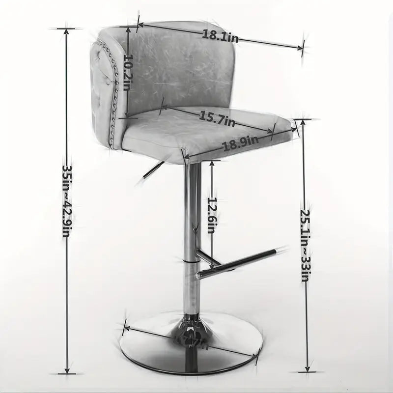 Set of 2 Faux Leather Swivel Bar Stools