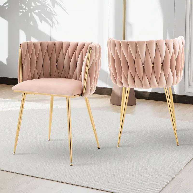 Velvet Upholstered Mid Century Modern Dining Chairs, Set of 2