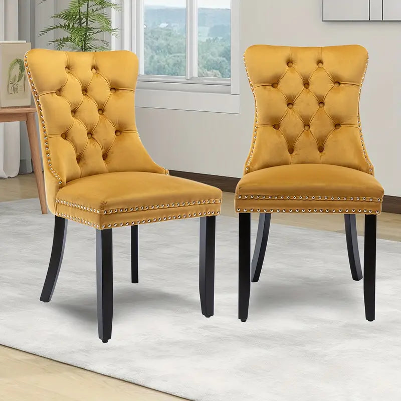 Button Tufted Velvet Dining Chair