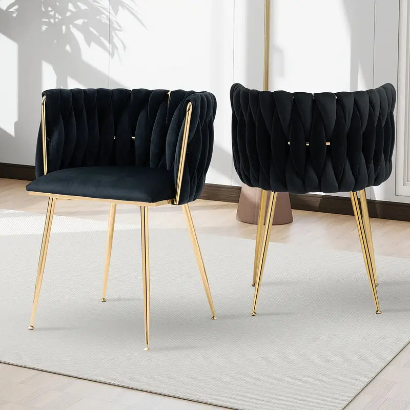 Velvet Upholstered Mid Century Modern Dining Chairs, Set of 2