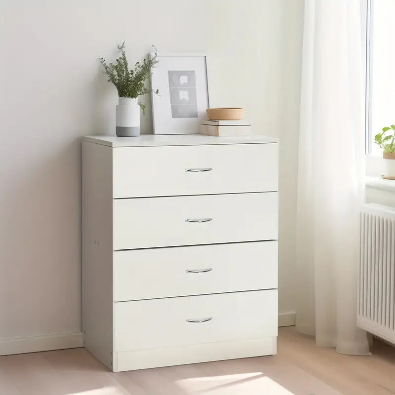 Modern Simple 4-Drawer Dresser White