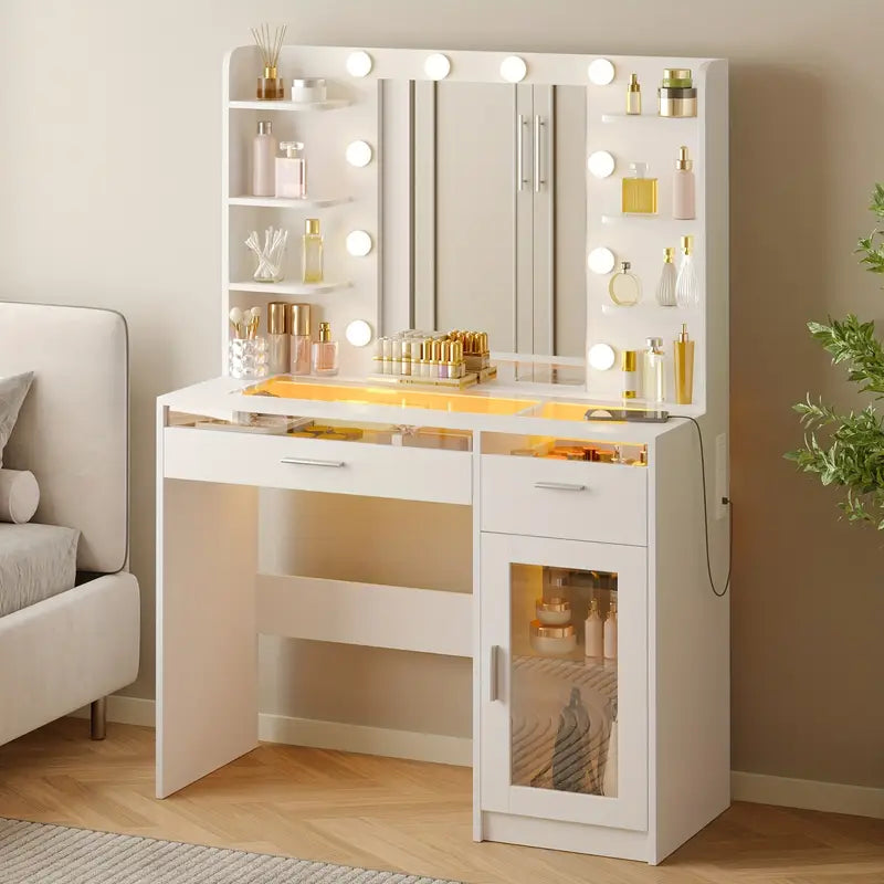 SUPERLELE Vanity Desk with Lights – White