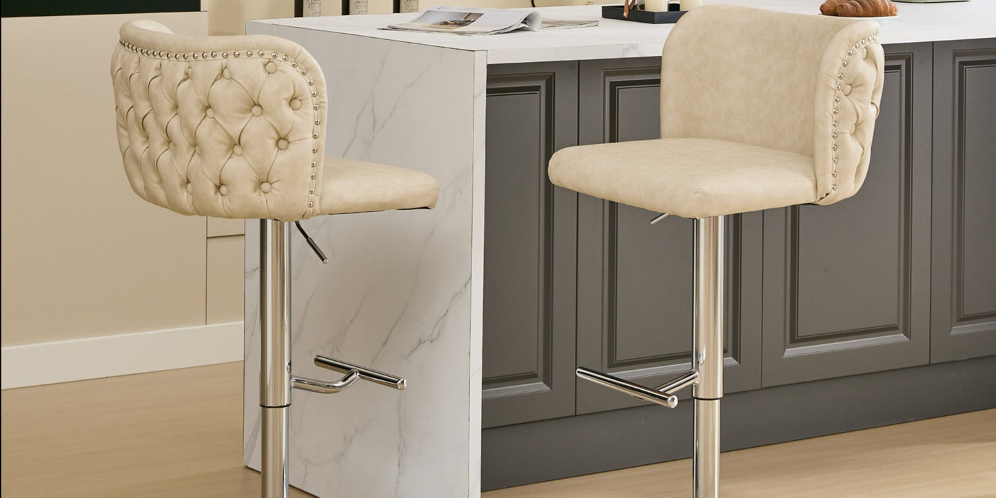 Set of 2 Faux Leather Swivel Bar Stools