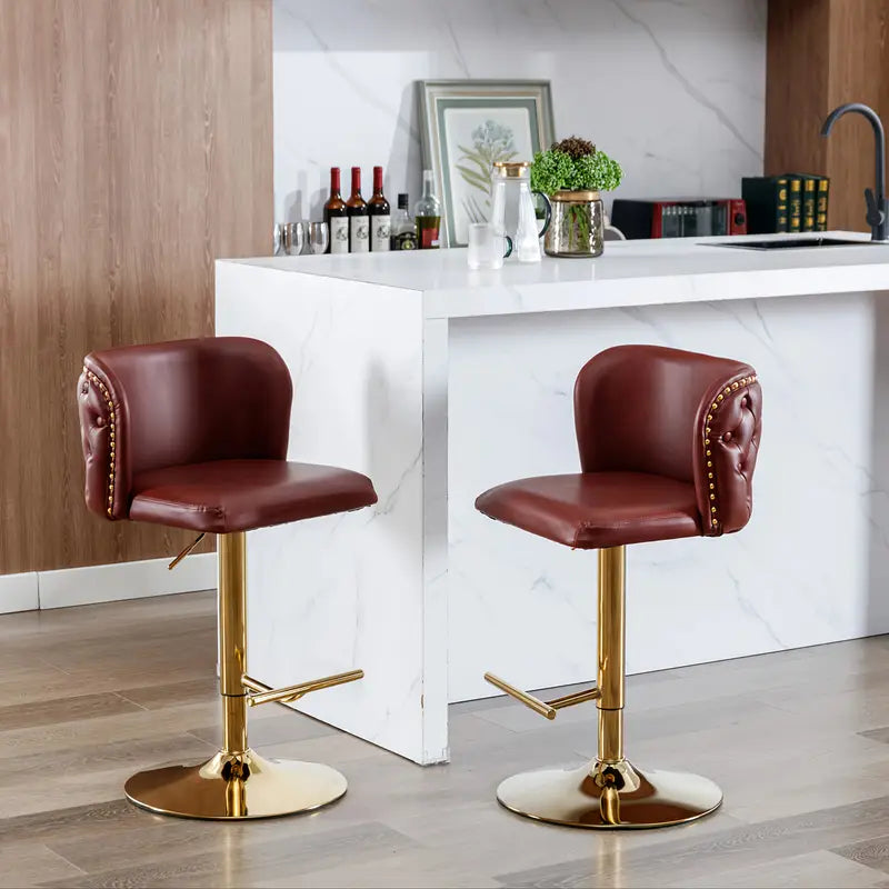 Velvet Swivel Counter Height Stools Set Of 2 Fabric Upholstered Bar Stool Adjustable