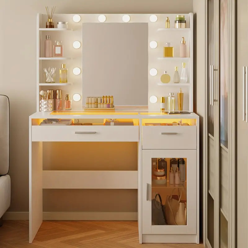 SUPERLELE Vanity Desk with Lights – White
