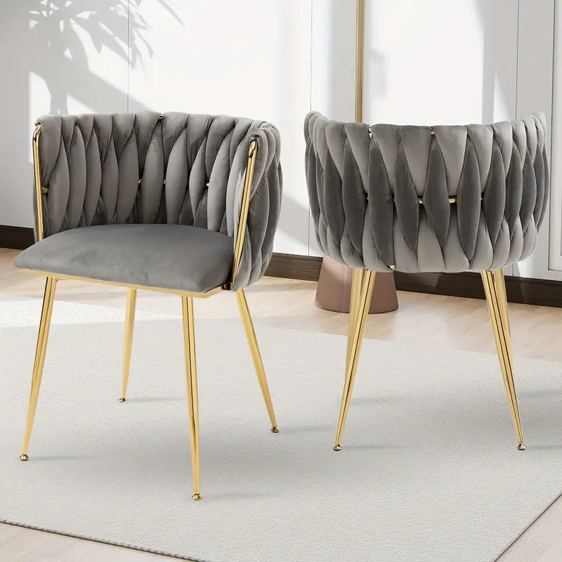 Velvet Upholstered Mid Century Modern Dining Chairs, Set of 2