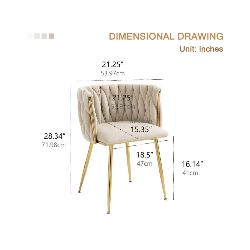 Velvet Upholstered Mid Century Modern Dining Chairs, Set of 2