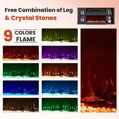 OYEROL 70 Farmhouse Fireplace TV Stand with 36 Electric Fireplace