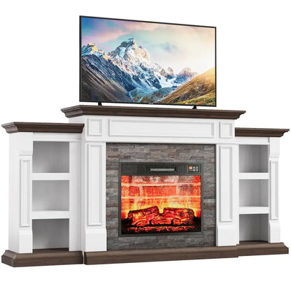 72" Electric Fireplace with Mantel, Modern Fireplace TV Stand for TVs Up to 80"
