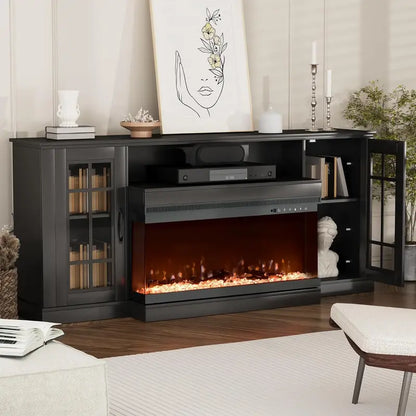 OYEROL 70 Farmhouse Fireplace TV Stand with 36 Electric Fireplace