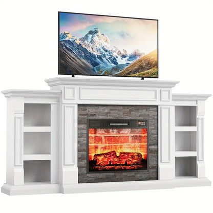 72" Electric Fireplace with Mantel, Modern Fireplace TV Stand for TVs Up to 80"
