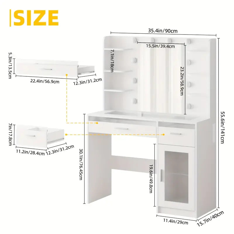 SUPERLELE Vanity Desk with Lights – White