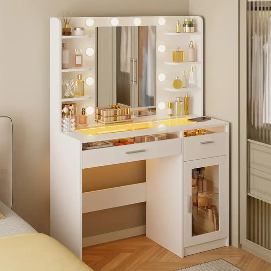 SUPERLELE Vanity Desk with Lights – White