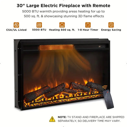 Fireplace TV Stand For 75 - 80 Inch TV, Farmhouse Entertainment Center With Sliding Barn Doors