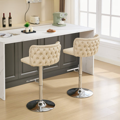 Set of 2 Faux Leather Swivel Bar Stools