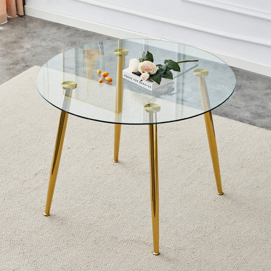 40'' Round Glass Dining Table for 4-6 People
